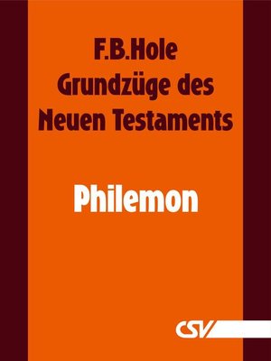 cover image of Grundzüge des Neuen Testaments--Philemon